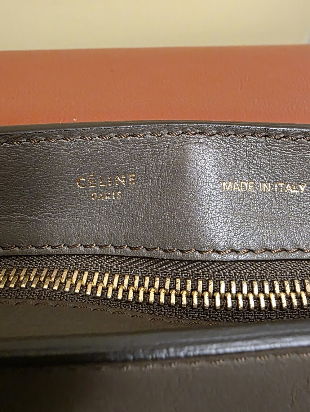 Celine | Tricolor Brown Leather And Rust Suede Medium Trapeze Bag - Picture 7 of 16